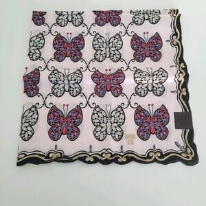 Anna Sui Cotton Butterfly Square Neck Scarf Bandana Small Handkerchief 22"